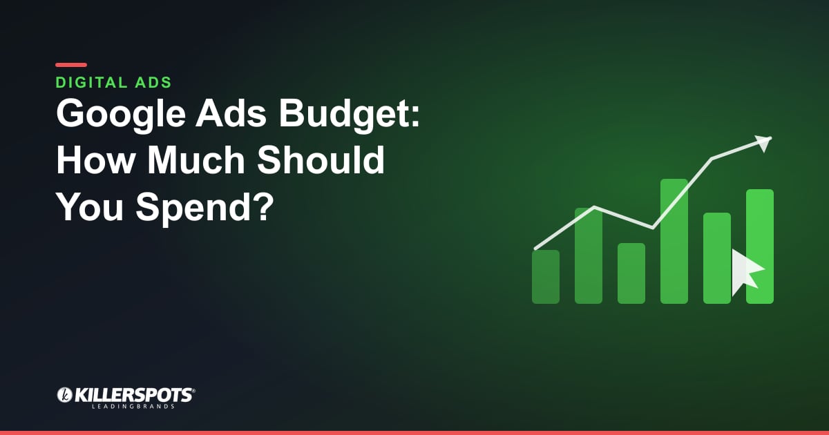 Google Ads Budget: How Much Should You Spend?: Killerspots branded digital advertising graphic