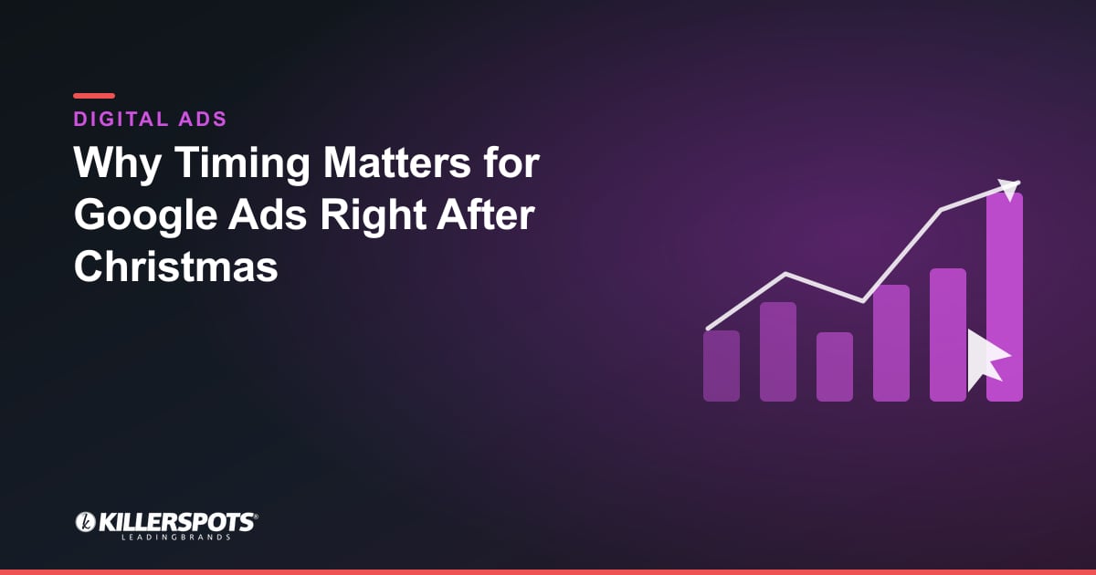 Why Timing Matters for Google Ads Right After Christmas — Killerspots branded digital advertising graphic