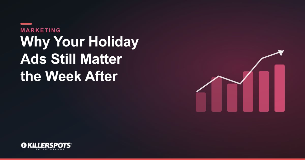 Why Your Holiday Ads Still Matter the Week After — Killerspots branded marketing graphic