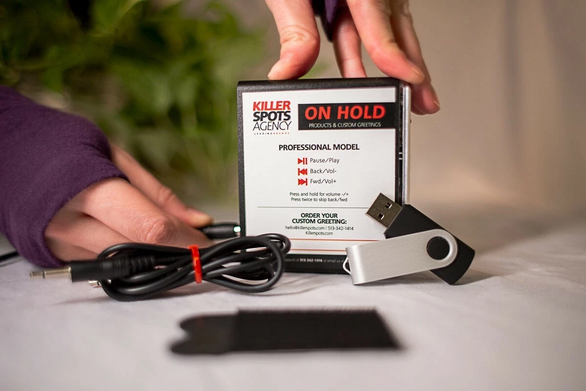 Killerspots On Hold Pro digital on-hold player with USB drive and audio cable